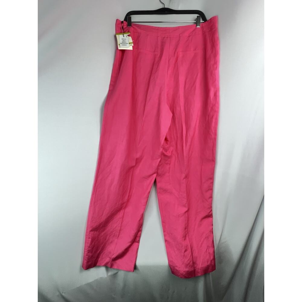 Anne Klein Women's Pink Linen Dress Pants Relaxed Straight 31" Inseam 14 - Picture 9 of 9